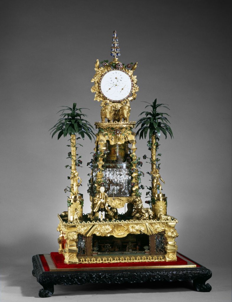 铜镀金转花人戏狮象驮钟(全形6)